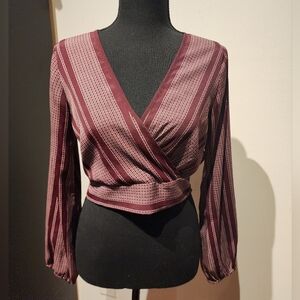 Band of Gypsies Burgundy and White Striped Blouse